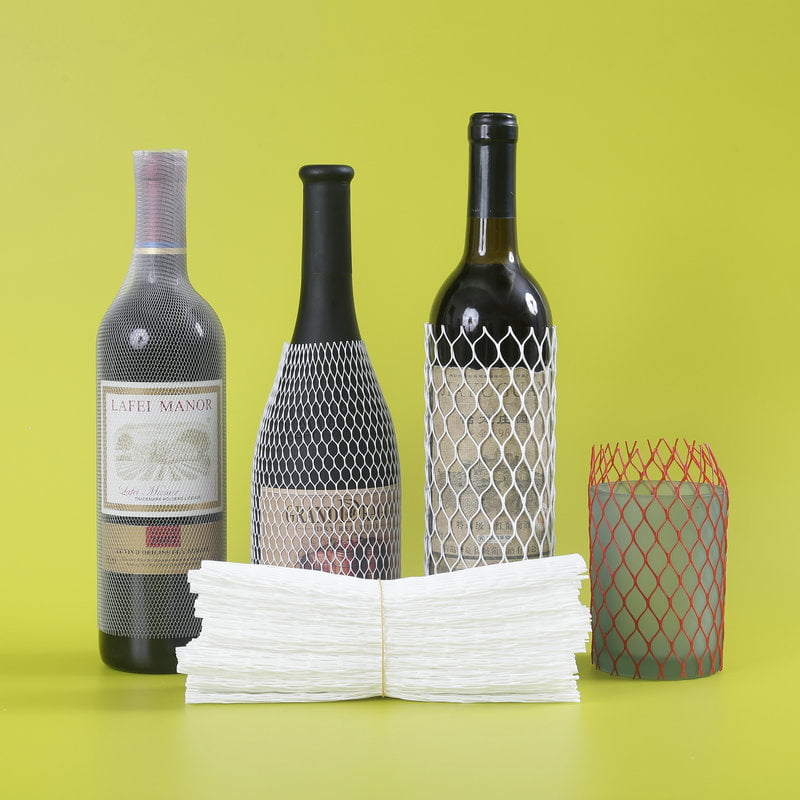 Ochranné sieťované puzdro na fľašu so zmršťovacou sieťkou na balenie fliaš vína